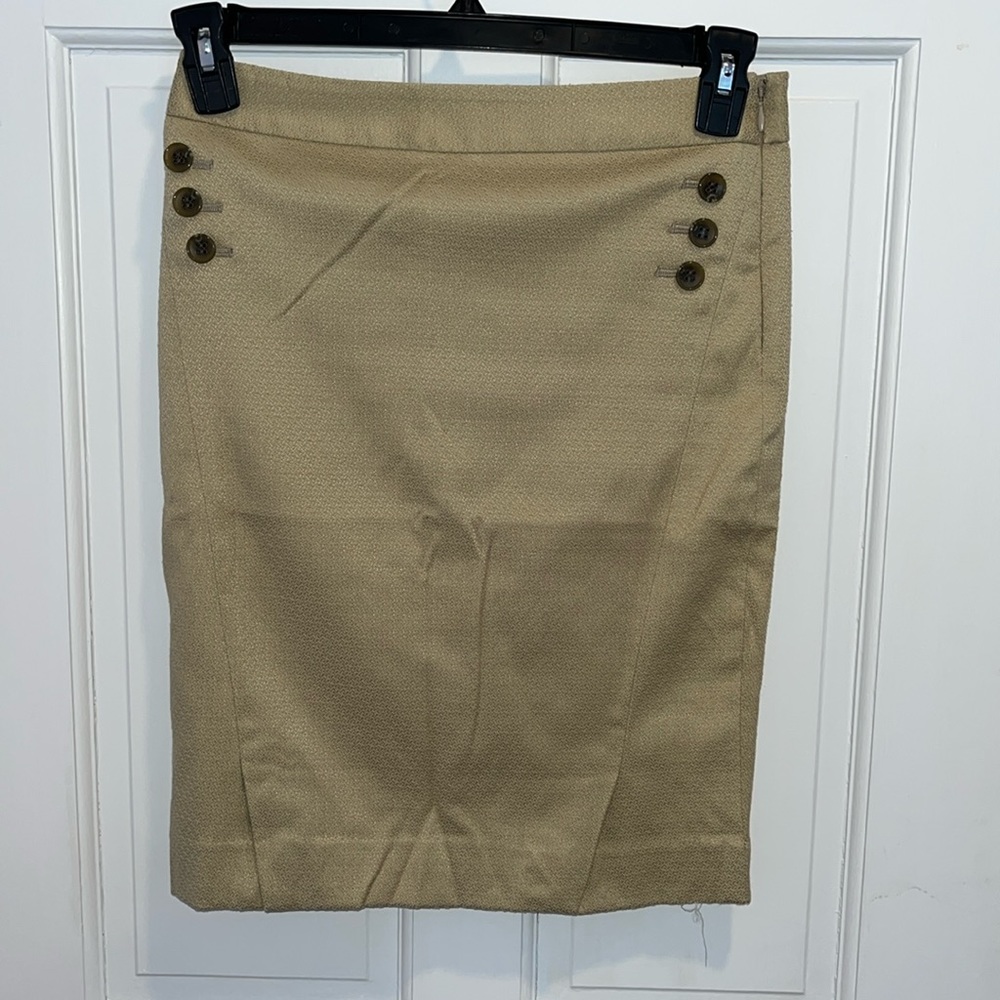 The Limited tan pencil skirt with buttons